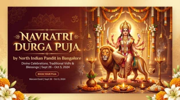 Durga Puja ritual performed by Hindi pandit in Bangalore during Navratri